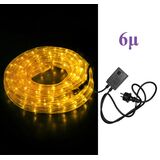 Packaged 6m Led Rope light yellow leds D13mm 3wires, with controller schuko plug 230V