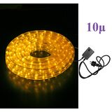 Packaged 10m Led Rope light yellow leds D13mm 3wires, with controller schuko plug 230V