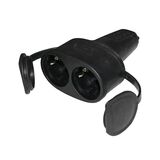 Female schuko double plug rubber with cover black