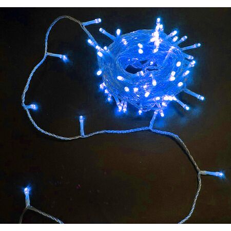 100 LED connectable string light-with program&static w/out power supply transparent cable 5m Blue IP44