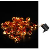 Wooden ring chain lights with red bow, with 40 clear bulbs 24V golden cable, with transformer 230V