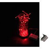 Clear Glass table Cylinder vase light with 32Led red in chain 24V, with controller & transformer 230V