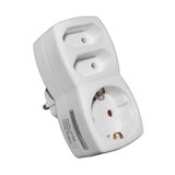 Adaptor schuko to 2Pole and 1 schuko socket, white