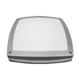 Wall/Ceiling mounted Square with slide Aluminium Lighting Fitting 5531 IP54 D:300x300 E27 2x60W grey with milky glass