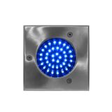 Waterproof ground fitted Spot Light with vertical 33led blue 230V with Square stainless steel 316 cover