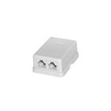 Telephone plug wall mounted double 6P4C white