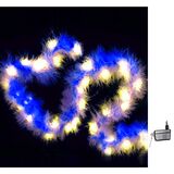 White Feather Boa lights 2m with 40 light blue bulbs 24V with transformer 230V