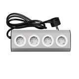Angle Multisocket 4schuko sockets 3x1.5mm 1.5m cable, silver white body