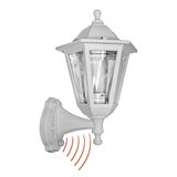 LANTERN PC WALL FIXTURE HEXAGON WITH MOTION SENSOR E27 IP44 WHITE