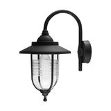 LANTERN PC WALL FIXTURE ROUND WITH ARM E27 IP44 BLACK