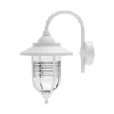 LANTERN PC WALL FIXTURE ROUND WITH ARM E27 IP44 WHITE