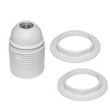 Plastic lampholder E27 M10(1/8'') white with thread for rings with two rings White