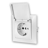 Complete Socket IP20 Schuko 16A 230V, with children protection and cover White