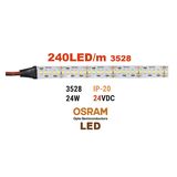 ΤΑΙΝΙΑ LED 5m 24VDC 24W/m 2835 240LED/m 3000K IP20(OSRAM LED)