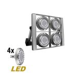 ΦΩΤΙΣΤΙΚΟ ΟΡΟΦΗΣ ΤΕΤΡΑΓΩΝΟ GU10 LED 4x15W ΠΛΗΡΗ ΓΚΡΙ