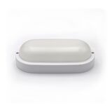 Led bulkhead wallmounted light oval PP base, PC cover,IP54 12W 205x105x54mm 230V 4000k white