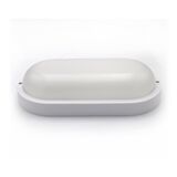 Led bulkhead wallmounted light oval PP base, PC cover,IP54 18W 205x105x54mm 230V 4000k white