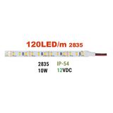 Led strip 5m 12VDC 10W/m 120LED/m warm white IP54