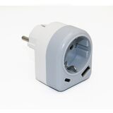 Adaptor schuko with 1  Socket +1 Socket usb +  1 Socket Type C  Grey