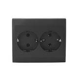 Complete Double IP20 Schuko socket 16A 230V, with chlidren protection Anthracite