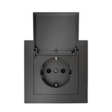 Complete Socket IP20 Schuko 16A 230V, with children protection and cover Anthracite