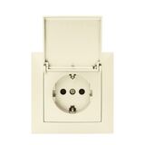 Complete Socket IP20 Schuko 16A 230V, with children protection and cover Beige