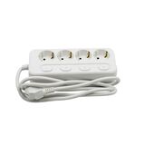 ΠΟΛΥΠΡΙΖΟ ΜΕ ΚΑΛΩΔΙΟ.3x1.5mm² 1.5μ 4 ΣΟΥΚΟ,4 ΔΙΑΚΟΠΤΕΣ ΛΕΥΚΟ