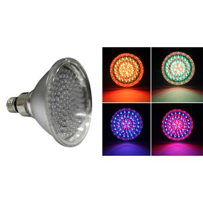 LED ΛΑΜΠΑ ΓΥΑΛΙΝΗ PAR38 E27 120LED 8.5W 42VAC 70° RGB