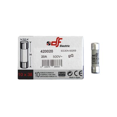 Cylindrical Fuse links 10x38mm 20A Gg
