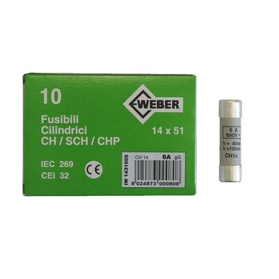 Cylindrical Fuse links 14x51mm 6A Gg