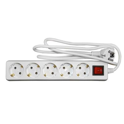 Multisocket with switch 3x1mm² 1.5m cable 5schuko white