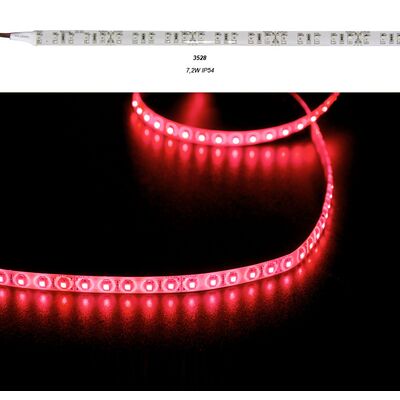 Led SMD Strip 3528 IP54 24VDC 90L/m 7.2W/m White PCB Red