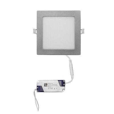 Led Down Light 12W Square Slim Type 6300K 120° Silver D170