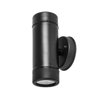 Wall mounted Plastic cylindlical 2side Spot lighting fitting 2xGU10 IP44 balck