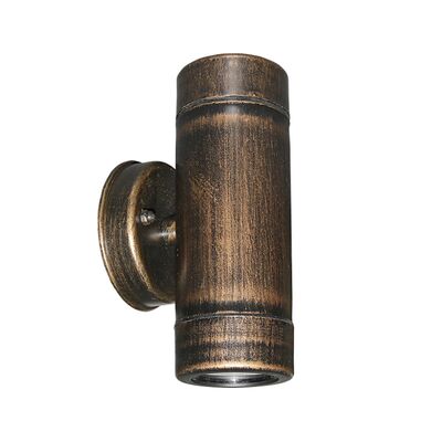 Wall mounted Plastic cylindlical 2side Spot lighting fitting 2xGU10 IP44 golden black