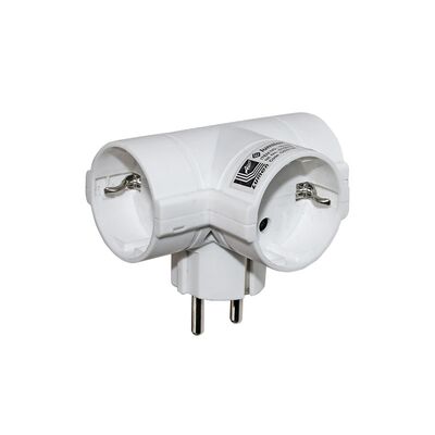 Schuko Adaptor (+) 3 Sockets white