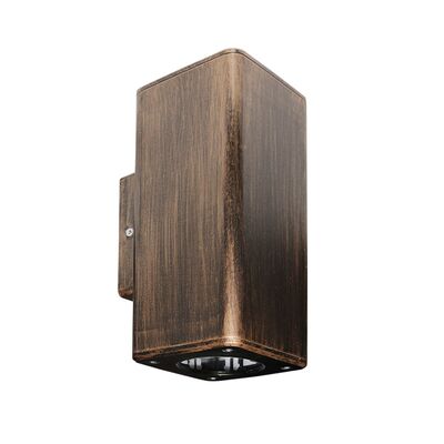 Wall mounted Plastic 2side square Spot lighting fitting 90x90 2xGU10 IP54 golden black