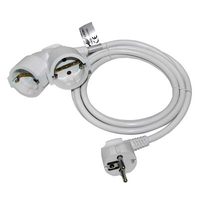 Cable extension with schuko with 2 sockets with cable 3x1.5mm² 3m white