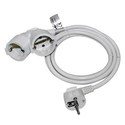 Cable extension with schuko with 2 sockets with cable 3x1.5mm² 3m white