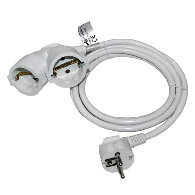 Cable extension with schuko with 2 sockets with cable 3x1.5mm² 5m white