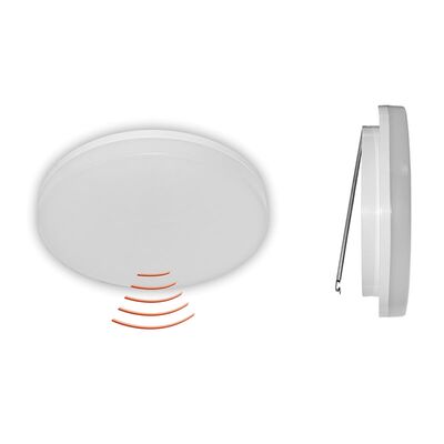 Led Round Ceiling mounted lighting fitting (PC) with Microwave sensor white opal cover 24W D:330mm 4000K