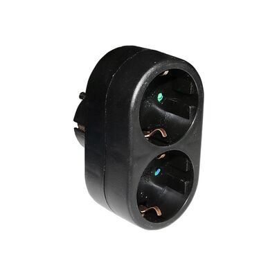 Adaptor with double schuko black