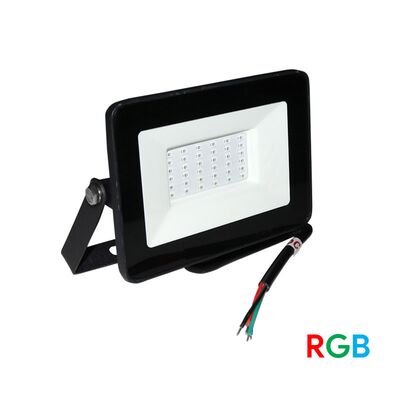 ΠΡΟΒΟΛ.LED-SMD RGB 24VDC 20W 4ΚΑΛΩΔ.ΧΡΕΙΑΖ.CONTROL ΜΑΥΡΟΣ