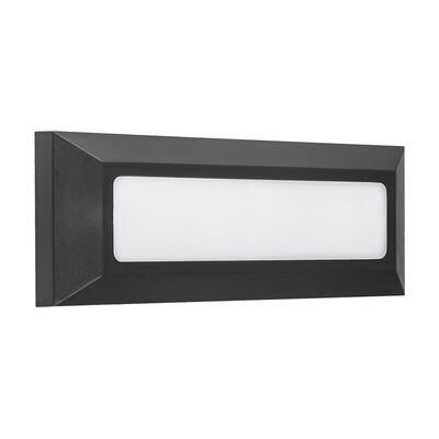 LED ΦΩΤΙΣΤΙΚΟ PC ΕΠΙΤΟΙΧΟ ΟΡΘΟΓΩΝΙΟ 4W 3000Κ IP65 ΓΡΑΦΙΤΗΣ