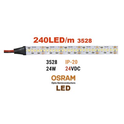 Led strip 5m 24VDC 24W/m 240LED/m warm white IP20