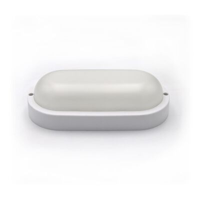 Led bulkhead wallmounted light oval PP base, PC cover,IP54 12W 205x105x54mm 230V 4000k white