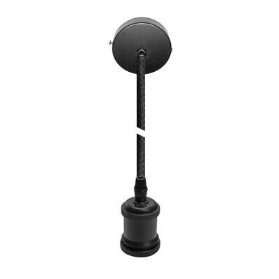Assembled Aluminum lampholder E27 M10 & canopy black with black cable