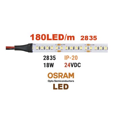 ΤΑΙΝΙΑ LED 5m 24VDC 18W/m 2835 180LED/m 3000K IP20(OSRAM LED)