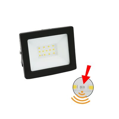 Floodlight led SMD 2835 slim 10W 230V 120'' with light sensor 4000K IP65 Black