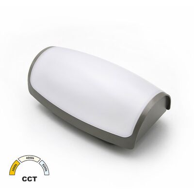 LED WALL FIXTURE PC RECTANGLE 12W CCT IP65 GREY